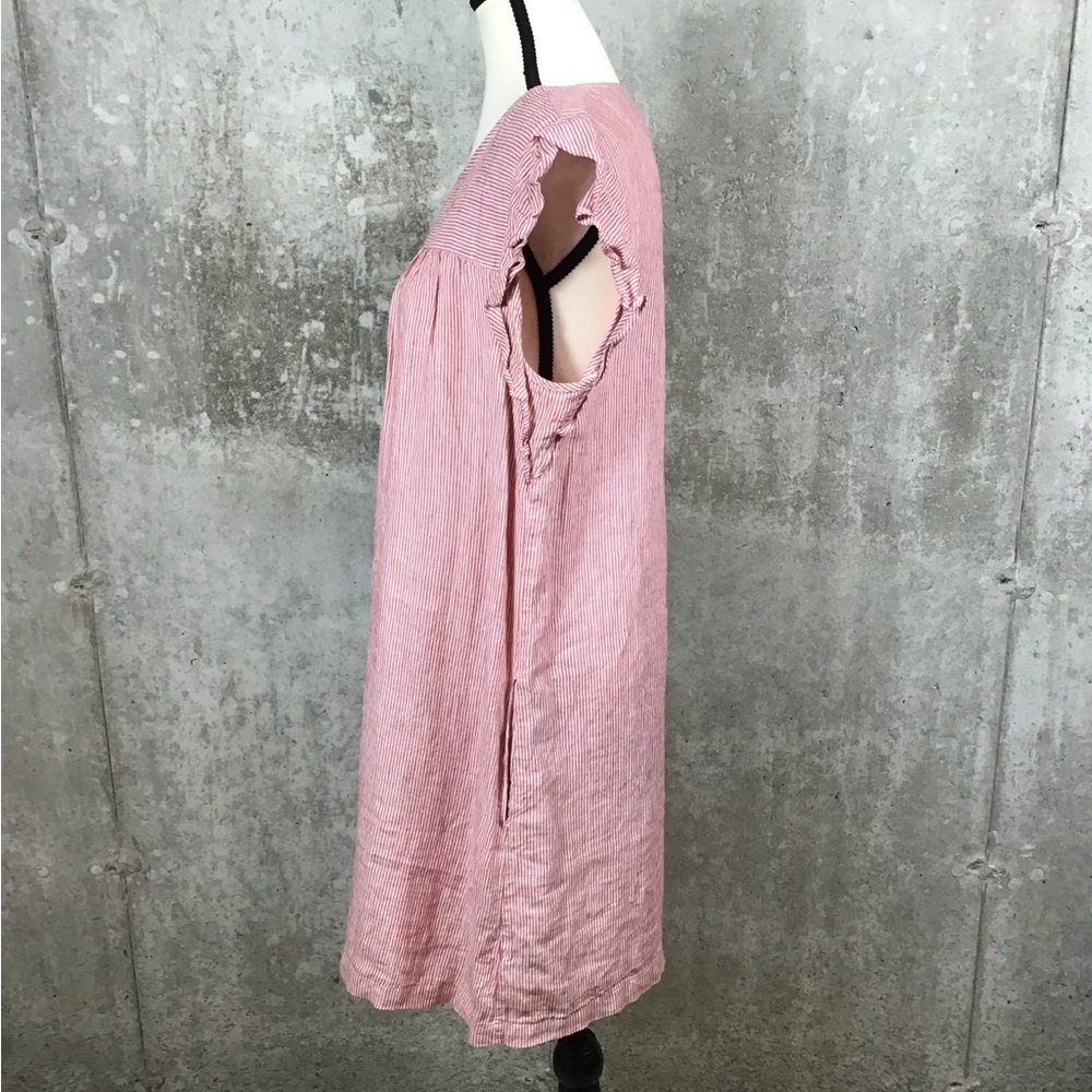 Cynthia Rowley Womens Striped Linen Mini Dress SZ M Pocket Ruffle Flutter Garden - Picture 4 of 13